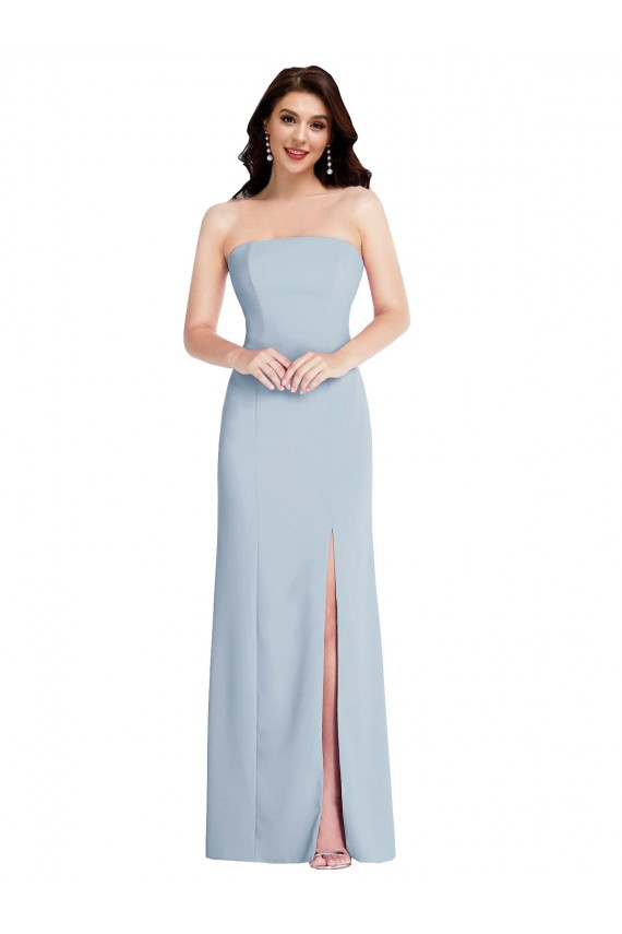 Bleu ciel clair Trapèze Sans bretelle Crêpe Stretch Longue Formelles Robes demoiselle d'honneur / Robes de soirée / Robes de bal