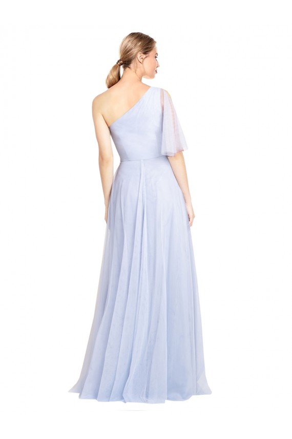 Bleu ciel clair Trapèze Tulle Longue Robes demoiselle d'honneur