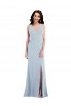 Bleu ciel clair Trompette Col V Crêpe Stretch Longue Robes demoiselle d'honneur / Robes de bal