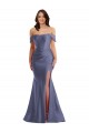 Bleu français Sirène Épaule Dénudée Satiné Soyeux Longue Formelles Robes demoiselle d'honneur / Robes de soirée / Robes de bal