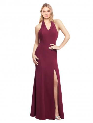 Bordeaux Sirène Licou Mousseline Longue Robes demoiselle d'honneur