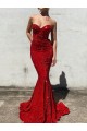 Bordeaux Sirène Traîne moyenne Paillettes Velours Longue Robes de bal
