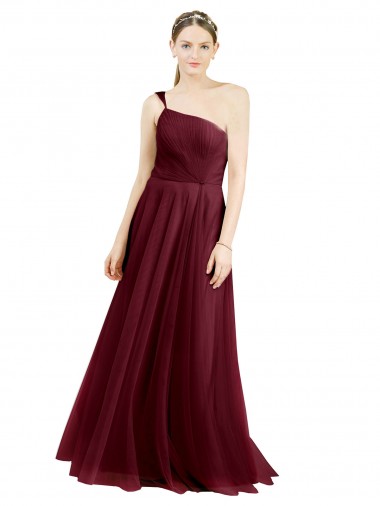 Bordeaux Trapèze Tulle Longue Robes demoiselle d'honneur