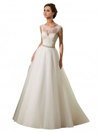 Ivoire Princesse Illusion Tulle Dentelle Robes de mariée