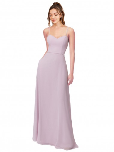 Lueur rose Trapèze Mousseline Longue Robes demoiselle d'honneur