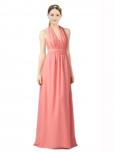 Pastèque Trapèze Licou Mousseline Longue Robes demoiselle d'honneur