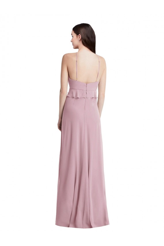 Primevère Trapèze Licou Mousseline Longue Robes demoiselle d'honneur