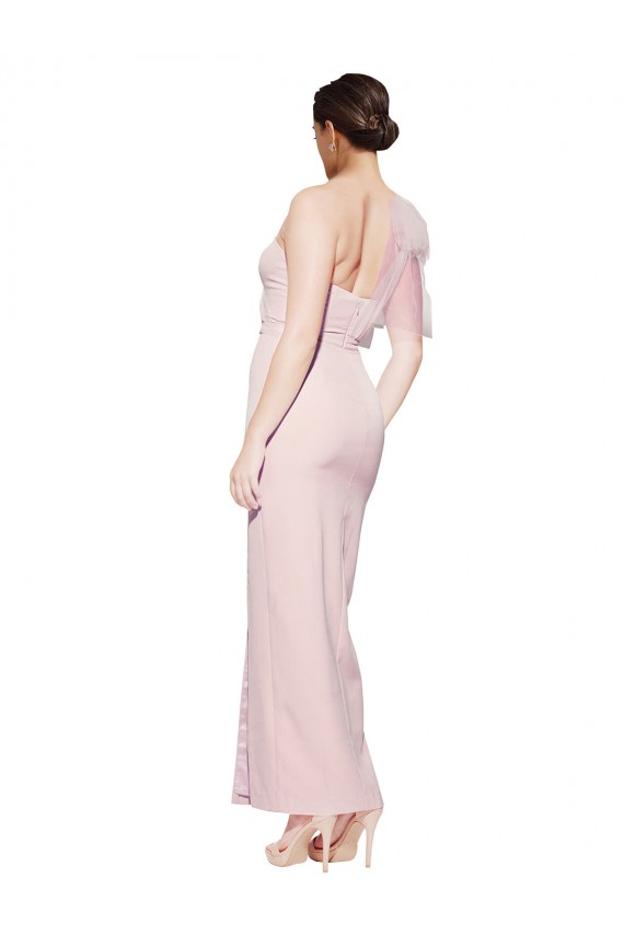 Rose Fourreau Crêpe Stretch Longue Formelles Robes demoiselle d'honneur / Robes de soirée / Robes de bal