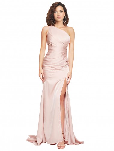 Rose Fourreau Satiné Soyeux Longue Formelles Robes demoiselle d'honneur / Robes de soirée / Robes de bal