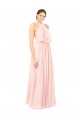 Rose Trapèze Licou Mousseline Longue Robes demoiselle d'honneur
