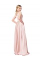 Rose Trapèze Épaule Dénudée Satiné Longue Formelles Robes demoiselle d'honneur / Robes de soirée / Robes de bal