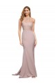 Rose poussiéreux Fourreau Col Haut Balayage train Crêpe Stretch Longue Formelles Robes demoiselle d'honneur / Robes de soirée / Robes de bal