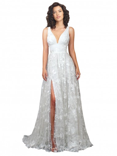Trapèze Col V Dentelle Robes de mariée