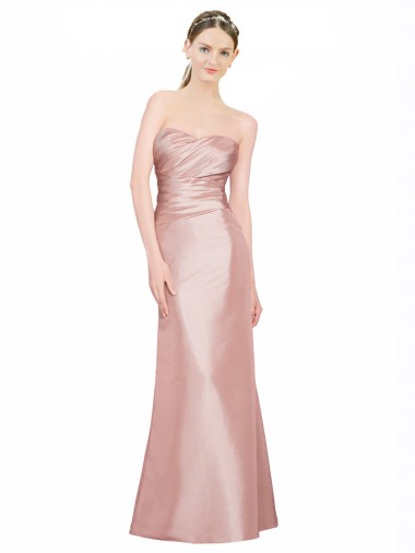 Trapèze Sans bretelle Satiné Stretch Longue Formelles Robes demoiselle d'honneur / Robes de soirée / Robes de bal