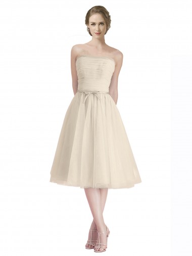 Trapèze Sans bretelle Tulle Courte Robes demoiselle d'honneur / Robes de cocktail