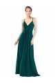Vert Chasseur Trapèze Col V Mousseline Longue Robes demoiselle d'honneur